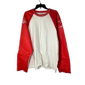 BTFL Men's XL Red White Raglan Long Sleeve T Shirt Baseball Streetwear T8-7